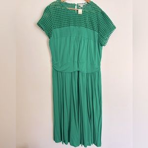 Boden kelly green eyelet and jersey dress, size 16 - NWT